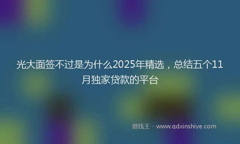 光大面签不过是为什么2025年精选，总结五个11月独家贷款的平台