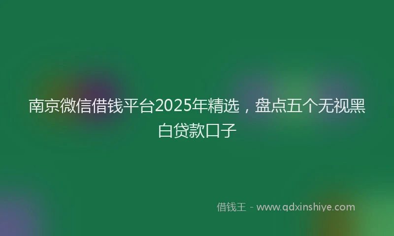 南京微信借钱平台2025年精选，盘点五个无视黑白贷款口子