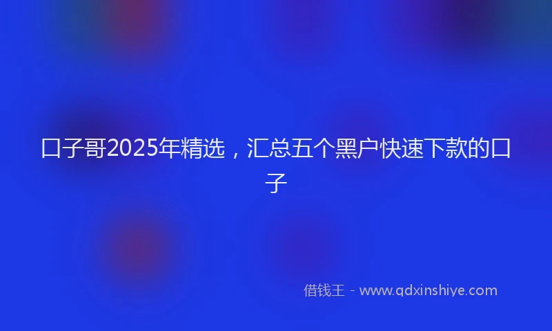 口子哥2025年精选，汇总五个黑户快速下款的口子