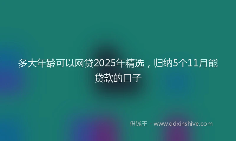 多大年龄可以网贷2025年精选，归纳5个11月能贷款的口子