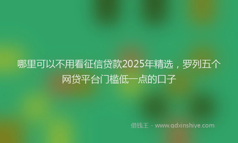 哪里可以不用看征信贷款2025年精选，罗列五个网贷平台门槛低一点的口子