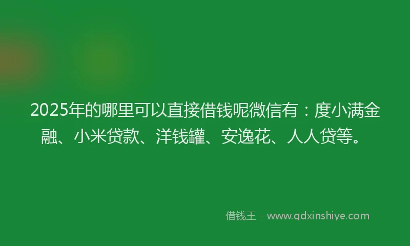 2025年的哪里可以直接借钱呢微信有：度小满金融、小米贷款、洋钱罐、安逸花、人人贷等。