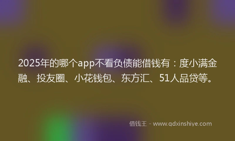 2025年的哪个app不看负债能借钱有：度小满金融、投友圈、小花钱包、东方汇、51人品贷等。