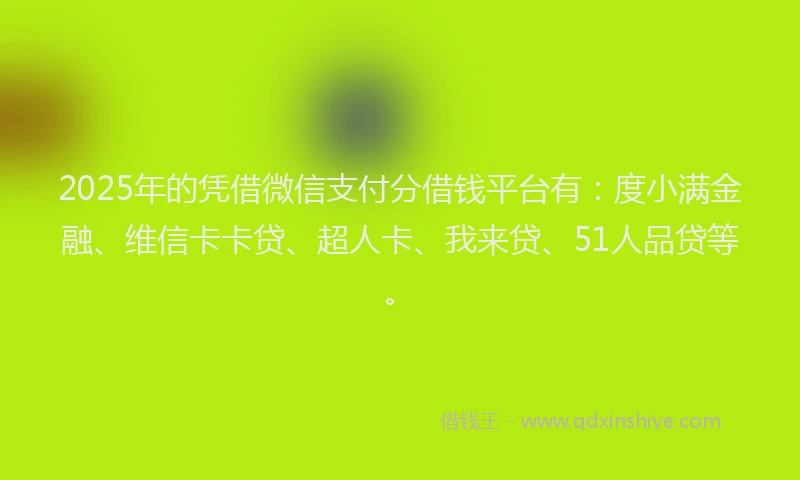 2025年的凭借微信支付分借钱平台有：度小满金融、维信卡卡贷、超人卡、我来贷、51人品贷等。
