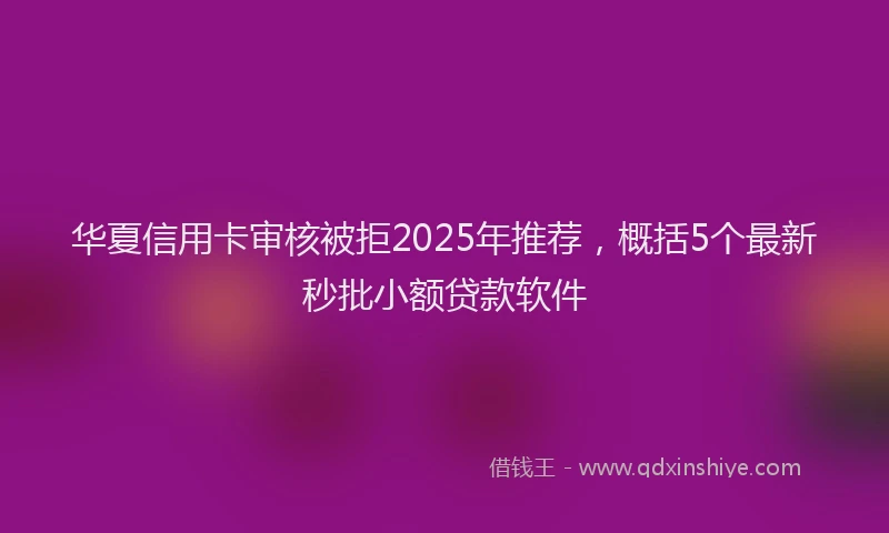 华夏信用卡审核被拒2025年推荐，概括5个最新秒批小额贷款软件
