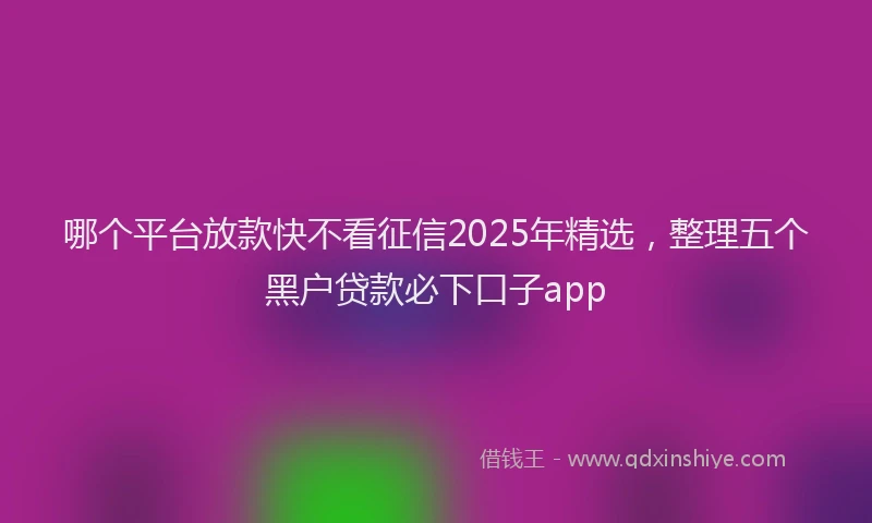 哪个平台放款快不看征信2025年精选，整理五个黑户贷款必下口子app