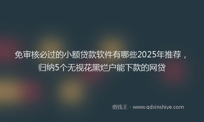 免审核必过的小额贷款软件有哪些2025年推荐，归纳5个无视花黑烂户能下款的网贷