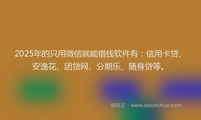 2025年的只用微信就能借钱软件有：信用卡贷、安逸花、团贷网、分期乐、随身贷等。