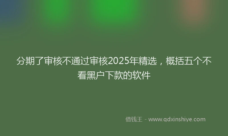 分期了审核不通过审核2025年精选，概括五个不看黑户下款的软件