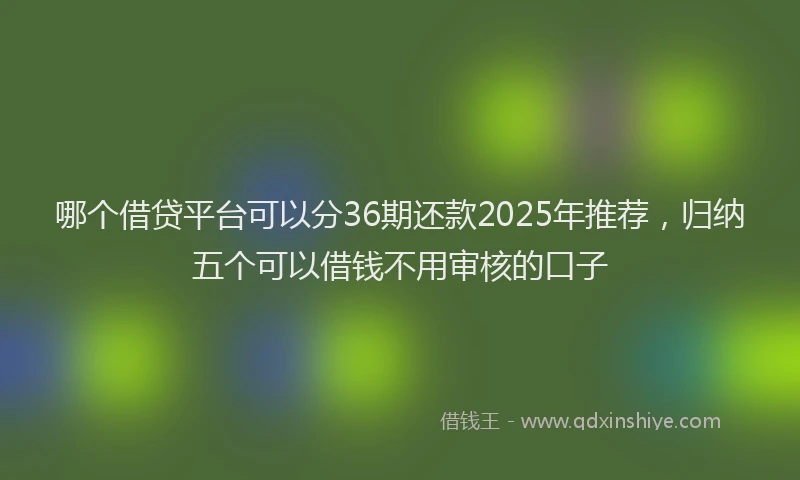 哪个借贷平台可以分36期还款2025年推荐，归纳五个可以借钱不用审核的口子
