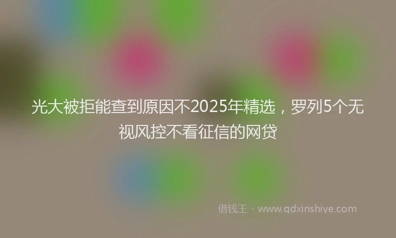 光大被拒能查到原因不2025年精选，罗列5个无视风控不看征信的网贷