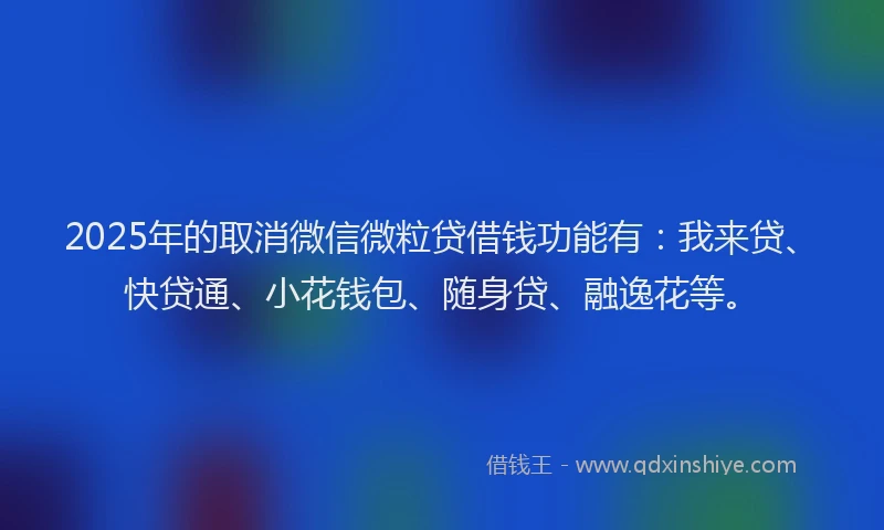 2025年的取消微信微粒贷借钱功能有：我来贷、快贷通、小花钱包、随身贷、融逸花等。