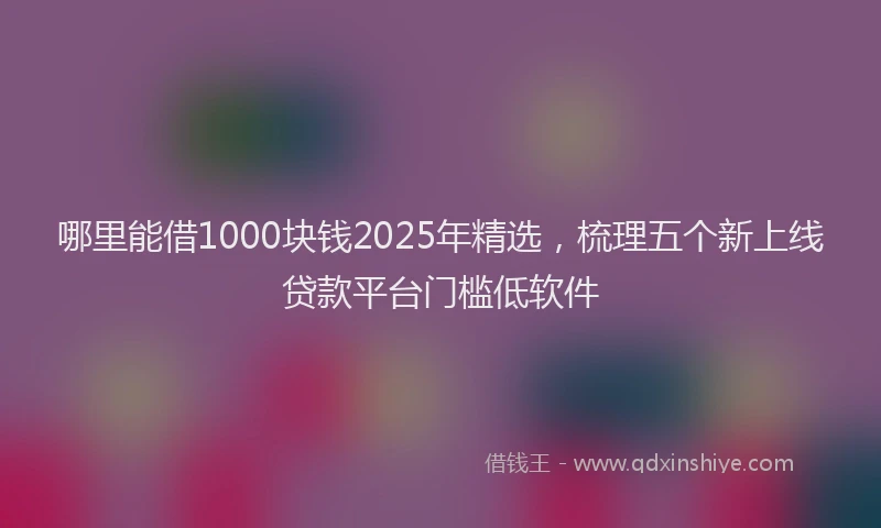哪里能借1000块钱2025年精选，梳理五个新上线贷款平台门槛低软件