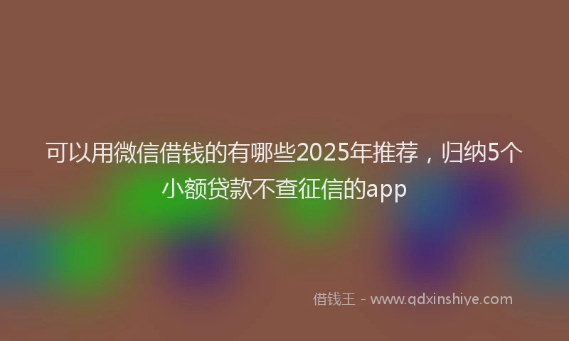 可以用微信借钱的有哪些2025年推荐，归纳5个小额贷款不查征信的app