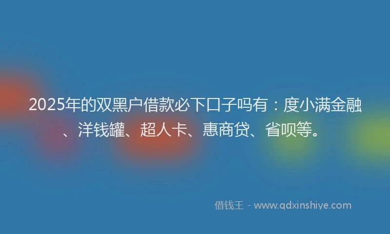 2025年的双黑户借款必下口子吗有：度小满金融、洋钱罐、超人卡、惠商贷、省呗等。