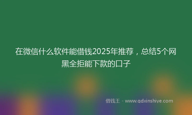 在微信什么软件能借钱2025年推荐，总结5个网黑全拒能下款的口子