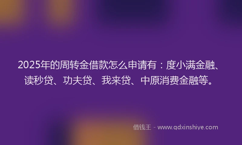 2025年的周转金借款怎么申请有：度小满金融、读秒贷、功夫贷、我来贷、中原消费金融等。