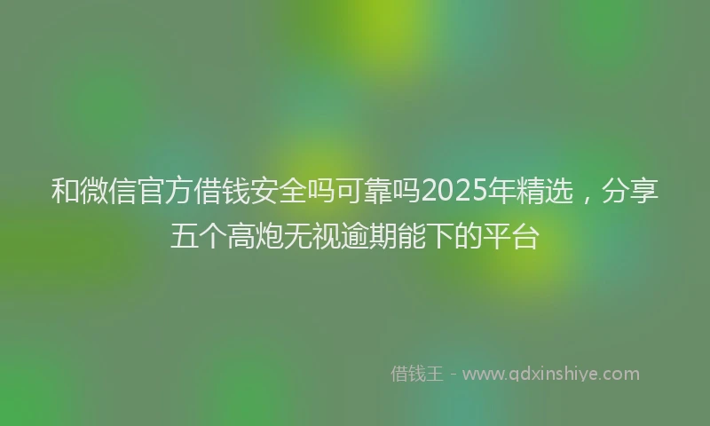 和微信官方借钱安全吗可靠吗2025年精选，分享五个高炮无视逾期能下的平台