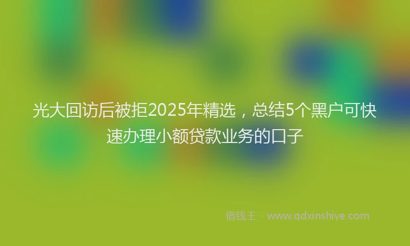 光大回访后被拒2025年精选，总结5个黑户可快速办理小额贷款业务的口子