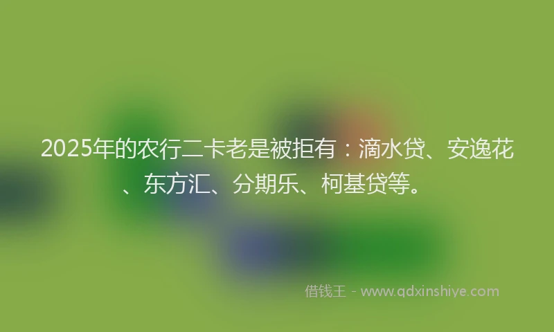 2025年的农行二卡老是被拒有：滴水贷、安逸花、东方汇、分期乐、柯基贷等。