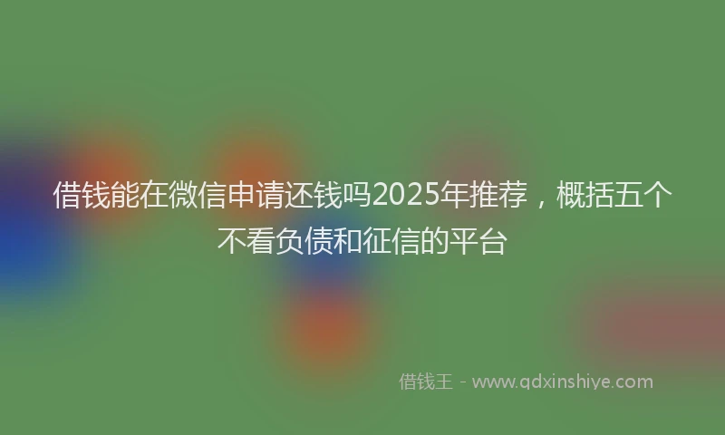 借钱能在微信申请还钱吗2025年推荐，概括五个不看负债和征信的平台