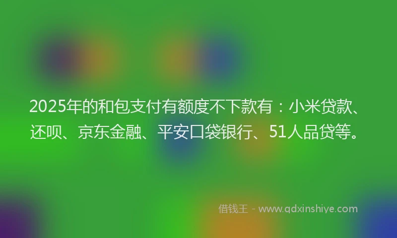 2025年的和包支付有额度不下款有：小米贷款、还呗、京东金融、平安口袋银行、51人品贷等。