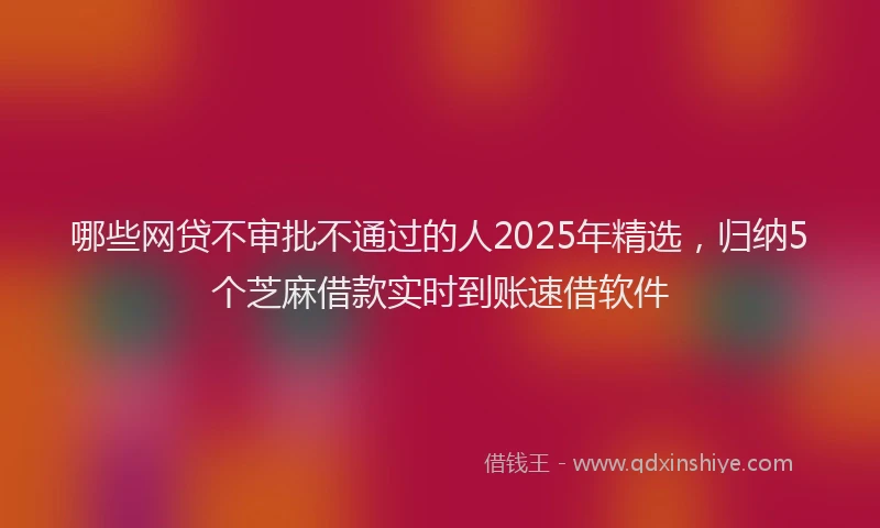 哪些网贷不审批不通过的人2025年精选，归纳5个芝麻借款实时到账速借软件