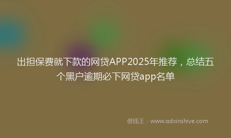 出担保费就下款的网贷APP2025年推荐，总结五个黑户逾期必下网贷app名单