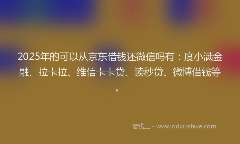 2025年的可以从京东借钱还微信吗有：度小满金融、拉卡拉、维信卡卡贷、读秒贷、微博借钱等。
