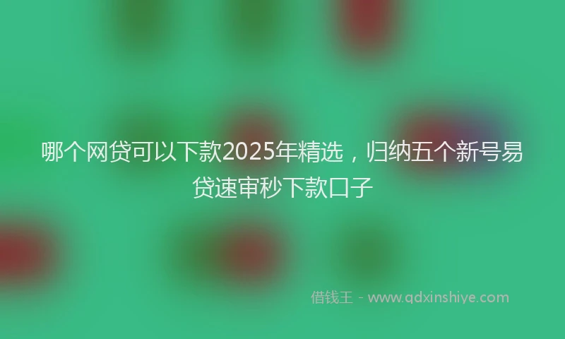 哪个网贷可以下款2025年精选，归纳五个新号易贷速审秒下款口子