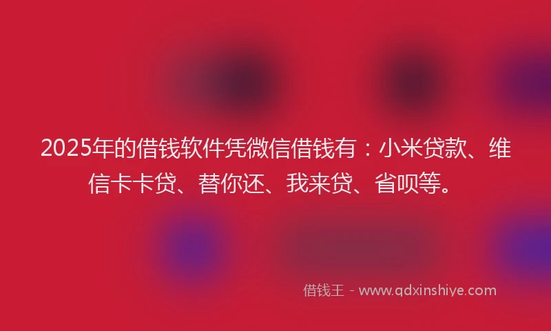 2025年的借钱软件凭微信借钱有：小米贷款、维信卡卡贷、替你还、我来贷、省呗等。
