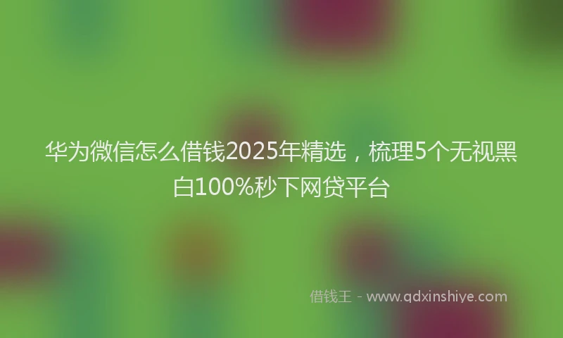 华为微信怎么借钱2025年精选，梳理5个无视黑白100%秒下网贷平台