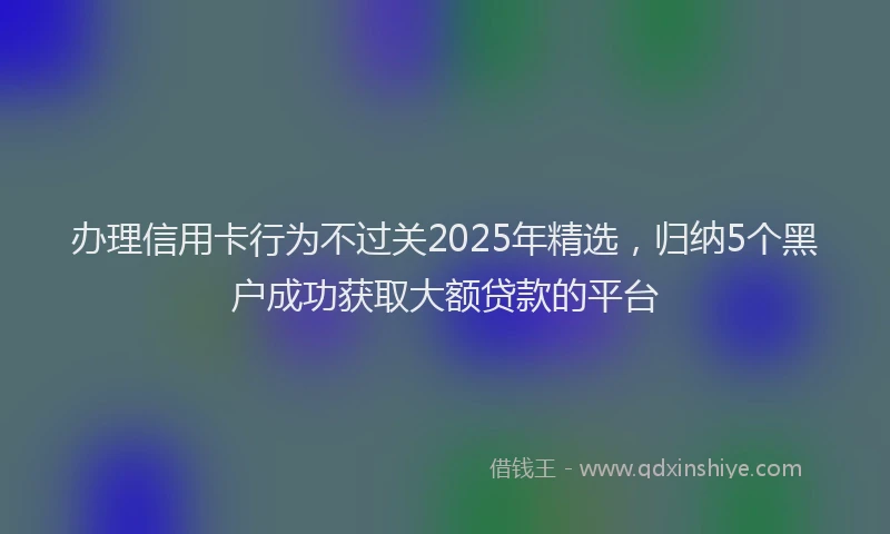 办理信用卡行为不过关2025年精选，归纳5个黑户成功获取大额贷款的平台
