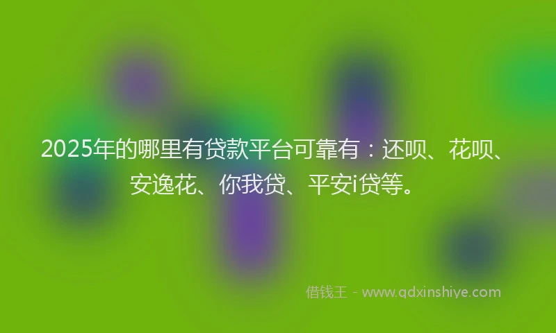 2025年的哪里有贷款平台可靠有：还呗、花呗、安逸花、你我贷、平安i贷等。