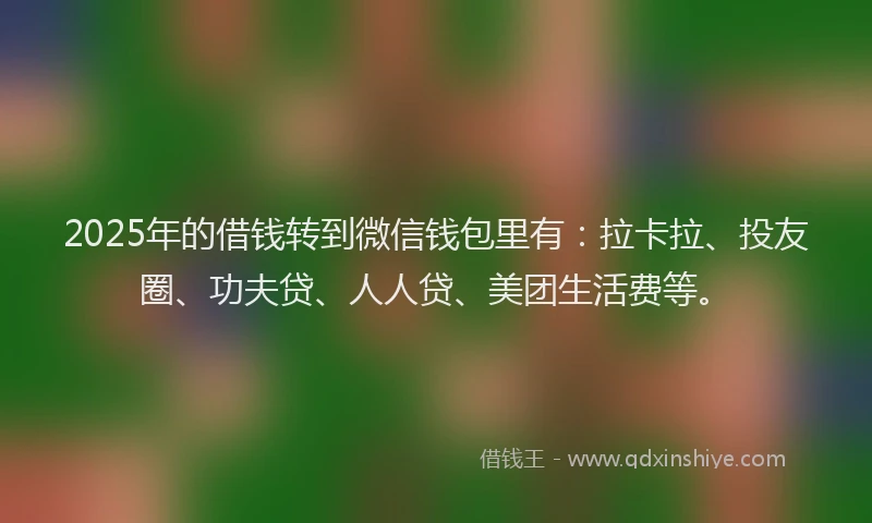 2025年的借钱转到微信钱包里有：拉卡拉、投友圈、功夫贷、人人贷、美团生活费等。