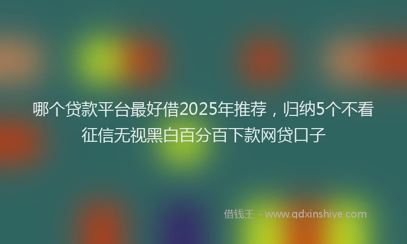 哪个贷款平台最好借2025年推荐，归纳5个不看征信无视黑白百分百下款网贷口子