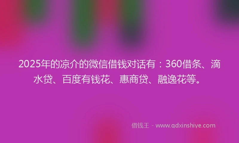 2025年的凉介的微信借钱对话有：360借条、滴水贷、百度有钱花、惠商贷、融逸花等。