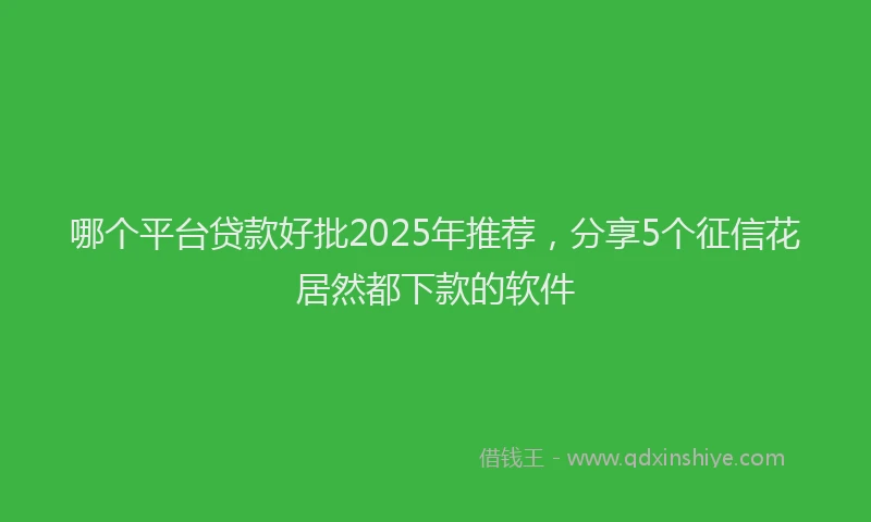 哪个平台贷款好批2025年推荐，分享5个征信花居然都下款的软件