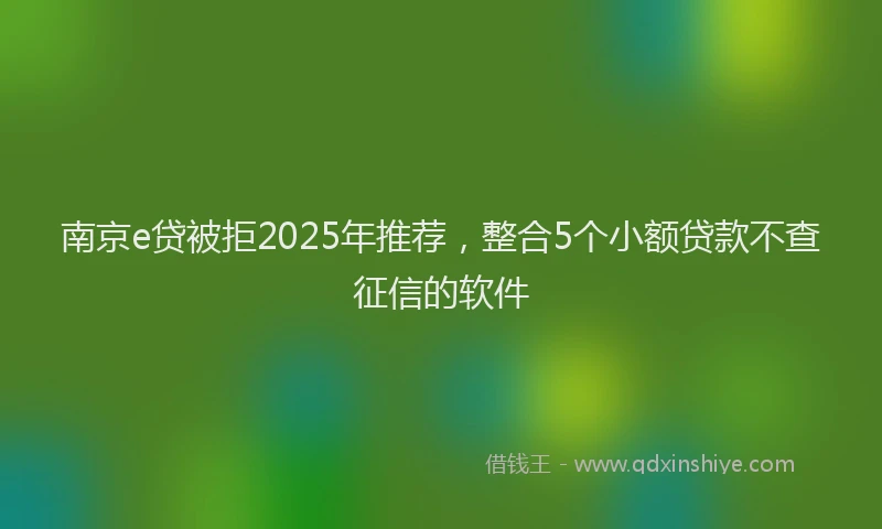 南京e贷被拒2025年推荐，整合5个小额贷款不查征信的软件