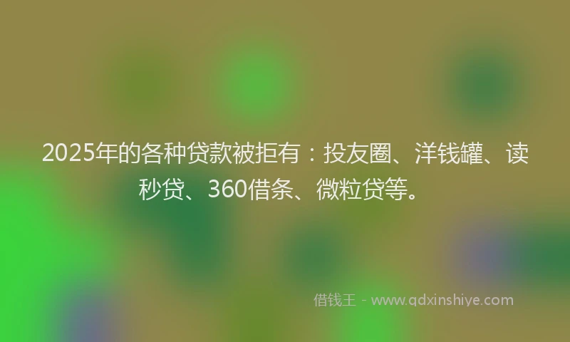 2025年的各种贷款被拒有：投友圈、洋钱罐、读秒贷、360借条、微粒贷等。
