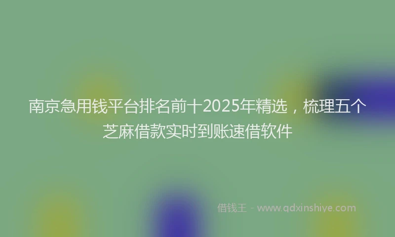 南京急用钱平台排名前十2025年精选，梳理五个芝麻借款实时到账速借软件
