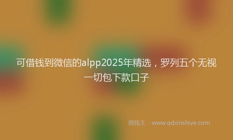 可借钱到微信的alpp2025年精选，罗列五个无视一切包下款口子