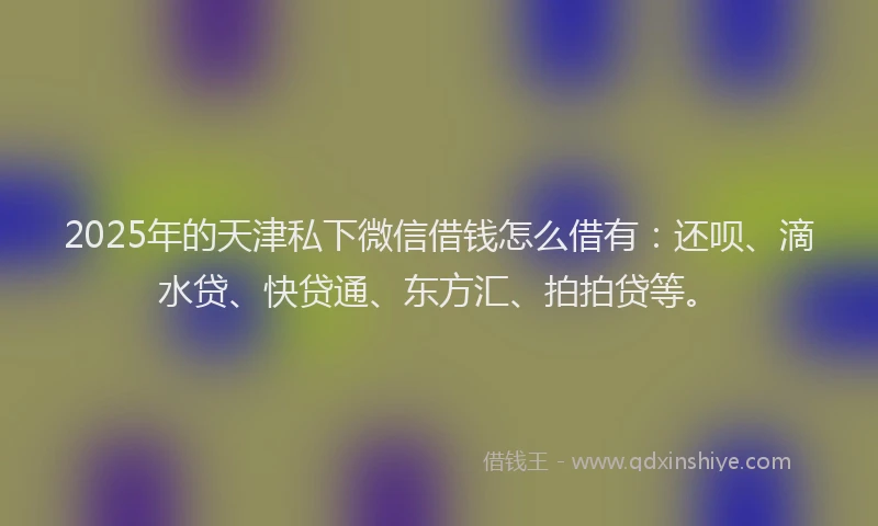 2025年的天津私下微信借钱怎么借有：还呗、滴水贷、快贷通、东方汇、拍拍贷等。