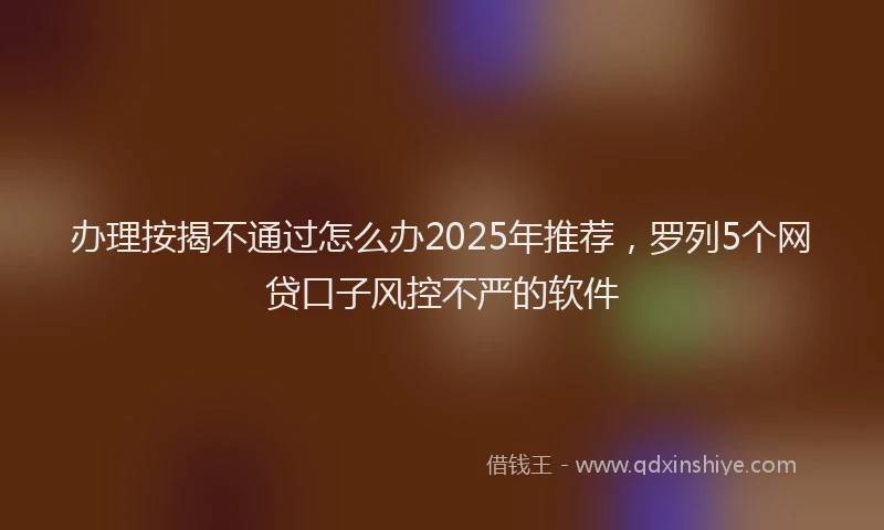 办理按揭不通过怎么办2025年推荐，罗列5个网贷口子风控不严的软件