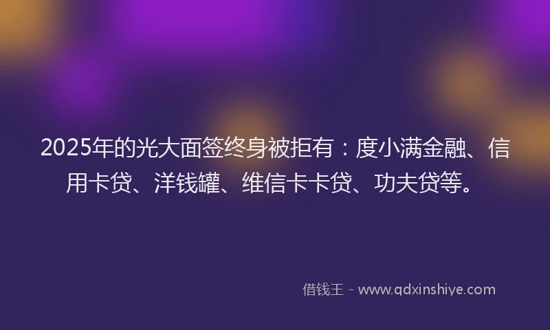 2025年的光大面签终身被拒有：度小满金融、信用卡贷、洋钱罐、维信卡卡贷、功夫贷等。