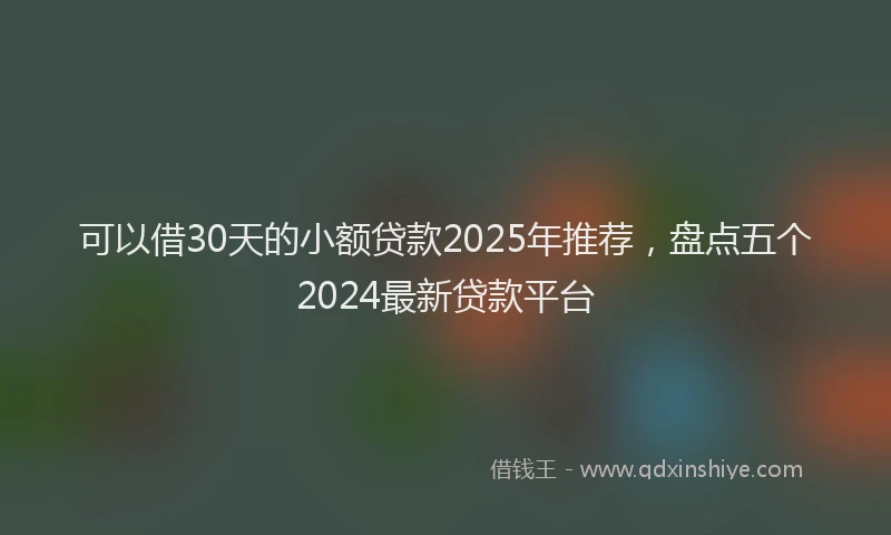 可以借30天的小额贷款2025年推荐，盘点五个2024最新贷款平台