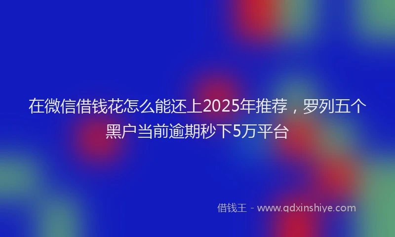 在微信借钱花怎么能还上2025年推荐，罗列五个黑户当前逾期秒下5万平台