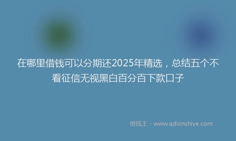 在哪里借钱可以分期还2025年精选，总结五个不看征信无视黑白百分百下款口子