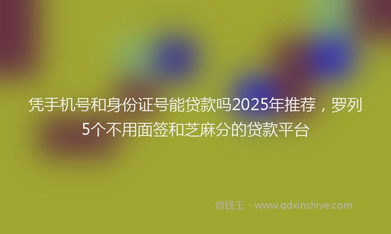 凭手机号和身份证号能贷款吗2025年推荐，罗列5个不用面签和芝麻分的贷款平台