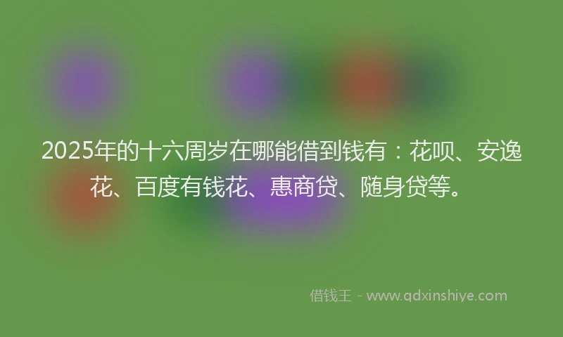 2025年的十六周岁在哪能借到钱有：花呗、安逸花、百度有钱花、惠商贷、随身贷等。
